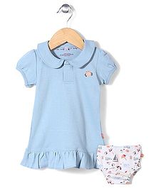 Magnificent Baby Dress With Bloomer - Light Blue Magnificent Baby Dress With Bloomer - Light Blue