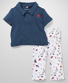 Magnificent Baby Polo Shirt And Pant - Blue & White Magnificent Baby Polo Shirt And Pant - Blue & White