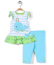 Nannette Tunic Set - Green White & Blue Nannette Tunic Set - Green White & Blue