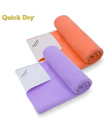 Quick Dry Small Size Baby Bed Protector Mat Pack Of 2 - Peach & Lilac 