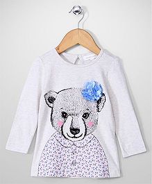 Pumpkin Patch Full Sleeves Top Floral Applique - Light Grey Pumpkin Patch Full Sleeves Top Floral Applique - Light Grey
