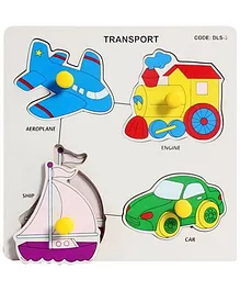 Little Genius Transport Double Layer Small Knob & Peg Multicolor Puzzle - 4 Pieces
