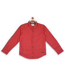 Blue Giraffe Full Sleeves Polka Dot Printed Shirt - Red Blue Giraffe Full Sleeves Polka Dot Printed Shirt - Red