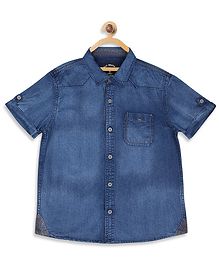 Blue Giraffe Half Sleeves Denim Shirt - Blue Blue Giraffe Half Sleeves Denim Shirt - Blue