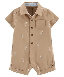 Carter's Twill Cotton Romper - Brown Carter's Twill Cotton Romper - Brown