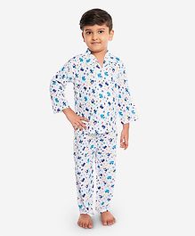 KID1 Vehicle Print Full Sleeves Night Suit - Blue KID1 Vehicle Print Full Sleeves Night Suit - Blue