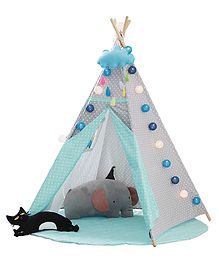 Polka Tots Kids Teepee Tent with Padded Mat - Sea Green Grey