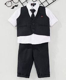 Robo Fry 3 Piece Party Suit With Tie - Blue White Robo Fry 3 Piece Party Suit With Tie - Blue White