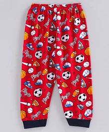 Ollypop Full Length Lounge Pant Ball Print - Red