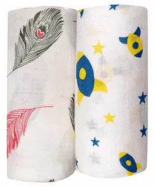 Chotto Cotton Muslin Baby Swaddle Pack of 2 - White