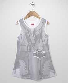 Elle Fashion Camera Print Dress - White & Grey Elle Fashion Camera Print Dress - White & Grey