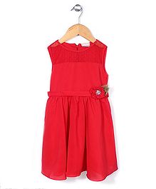 Little Coogie Dress With Diamond Flower Applique - Red Little Coogie Dress With Diamond Flower Applique - Red