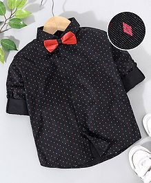 Robo Fry Party Wear Full Sleeves Shirt With Bow - Black Robo Fry Party Wear Full Sleeves Shirt With Bow - Black