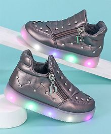 KIDLINGSS Beads Embellished LED Shoes - Grey KIDLINGSS Beads Embellished LED Shoes - Grey