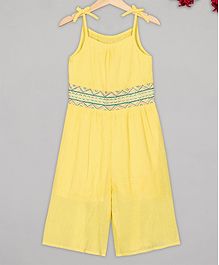 Budding Bees Sleeveless Embroidery Detailing Jumpsuit - Yellow Budding Bees Sleeveless Embroidery Detailing Jumpsuit - Yellow