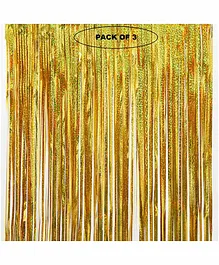 Party Anthem Holographic Shimmer Curtain Golden - Pack Of 3