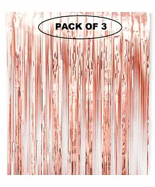 Party Anthem Holographic Shimmer Curtain  Peach - Pack Of 3