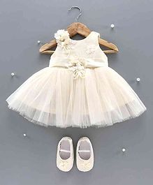 Bluebell Sleeveless Party Wear Frock with Bellies - Cream Bluebell Sleeveless Party Wear Frock with Bellies - Cream