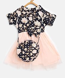 Bella Moda Short Sleeves Collared Floral Work Dress With Sling Bag - Pink Bella Moda Short Sleeves Collared Floral Work Dress With Sling Bag - Pink