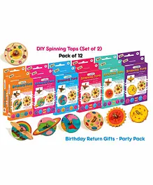 Funvention DIY Solor System Themed Spinning Tops Kit Pack of 12  - Multicolor 