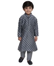 JBN Creation Full Sleeves Motif Print Kurta With Pajama - Blue JBN Creation Full Sleeves Motif Print Kurta With Pajama - Blue