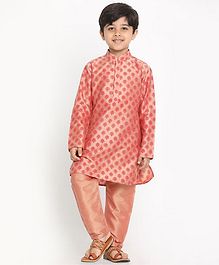 JBN Creation Full Sleeves Motif Print Kurta With Pajama - Pink JBN Creation Full Sleeves Motif Print Kurta With Pajama - Pink