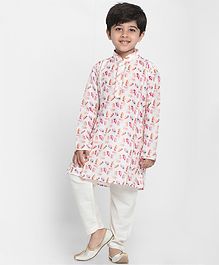 JBN Creation Full Sleeves Flower Print Kurta With Pajama - Multi Color JBN Creation Full Sleeves Flower Print Kurta With Pajama - Multi Color