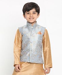 JBN Creation Sleeveless Brocade Waistcoat - Blue JBN Creation Sleeveless Brocade Waistcoat - Blue