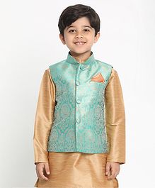 JBN Creation Sleeveless Brocade Waistcoat - Green JBN Creation Sleeveless Brocade Waistcoat - Green