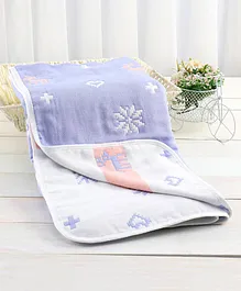 Zoe Premium Organic Cotton 6 Layer Gauze Blanket - Purple White