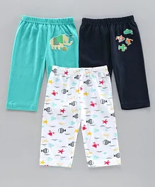 Ohms Full Length Legging Multi Print Pack of 3 - Sea Green White Navy Ohms Full Length Legging Multi Print Pack of 3 - Sea Green White Navy