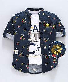 Amigos Full Sleeves Floral Print Shirt With Tee - Blue Amigos Full Sleeves Floral Print Shirt With Tee - Blue