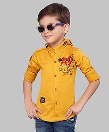 Amigos Full Sleeves Text Print Hooded Shirt - Yellow Amigos Full Sleeves Text Print Hooded Shirt - Yellow