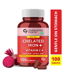 Carbamide Forte Chelated Iron with Vitamin C B12 and Folic Acid Supplement - 100 tablets