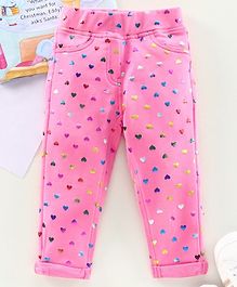 Little Kangaroos Full Length Jeggings Heart Print - Pink Little Kangaroos Full Length Jeggings Heart Print - Pink