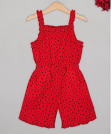 Budding Bees Sleeveless Printed Jumpsuit -Red Budding Bees Sleeveless Printed Jumpsuit -Red