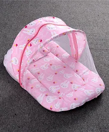 ZOE Cotton Blend Gadda Set with Mosquito Net Bunny - Pink
