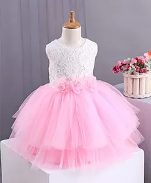 Bluebell Sleeveless Frock Floral Applique - Pink Bluebell Sleeveless Frock Floral Applique - Pink