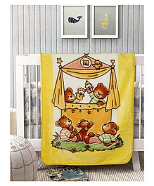 ZOE Mink Double Layer Mink Double Layer Baby Blanket Animal Print - Yellow