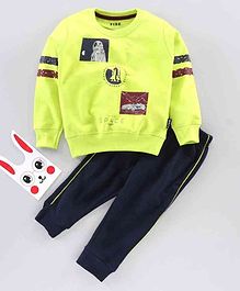 Fido Full Sleeves T-Shirt and Lounge Pant Set Space Print - Green Fido Full Sleeves T-Shirt and Lounge Pant Set Space Print - Green