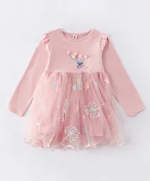 Kookie Kids Full Sleeves Party Wear Frock Sequin Detail - Pink Kookie Kids Full Sleeves Party Wear Frock Sequin Detail - Pink