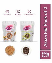She Made Caramel Onion Cracker and Pista Biscuit Combo of 2 - 150 gm Each - Gluten-free, Vegetarian, Nutritious Diet, Healthy Snacks