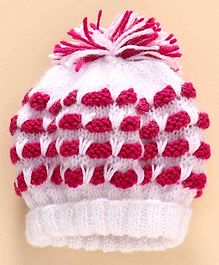 Knitting by Love Icelandic Knit Woolen Cap- Pink & White Knitting by Love Icelandic Knit Woolen Cap- Pink & White