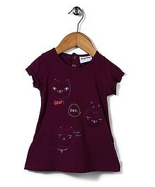 Little Wonder Top With Cat Applique - Purple Little Wonder Top With Cat Applique - Purple