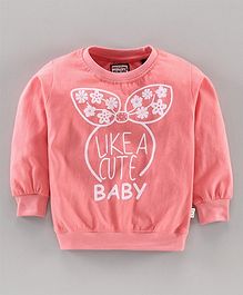 Olio Kids Full Sleeves Tee Bow Print - Peach Olio Kids Full Sleeves Tee Bow Print - Peach