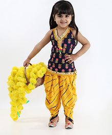 KID1 Sleeveless Festive Mirror Detailing Top With Dhoti - Navy Blue KID1 Sleeveless Festive Mirror Detailing Top With Dhoti - Navy Blue