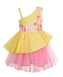 A Little Fable Sleeveless Floral Detailing Dress - Yellow A Little Fable Sleeveless Floral Detailing Dress - Yellow