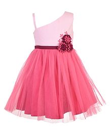 A Little Fable Sleeveless Flower Embellished Dress - Pink A Little Fable Sleeveless Flower Embellished Dress - Pink