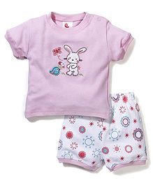 Candy Rush Rabbit Print Tee & Shorts Set - Pink & White Candy Rush Rabbit Print Tee & Shorts Set - Pink & White