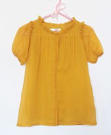 Many frocks & Short Sleeves Solid Frill Detailed Dress - Yellow Many frocks & Short Sleeves Solid Frill Detailed Dress - Yellow
